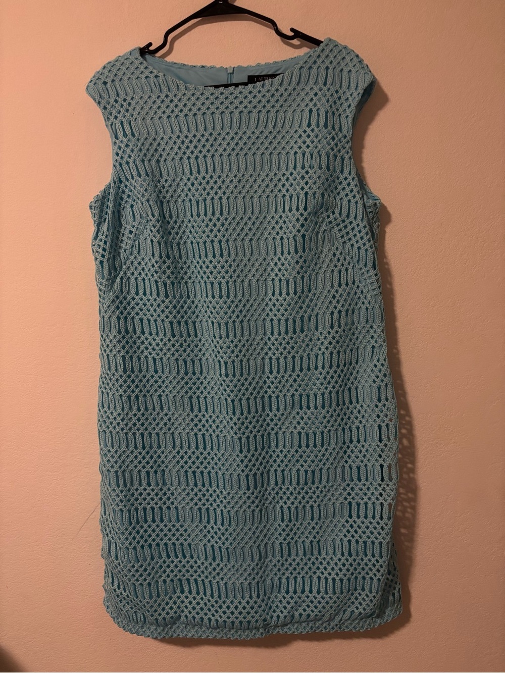 Ralph Lauren Light Blue Crochet Sheath Dress